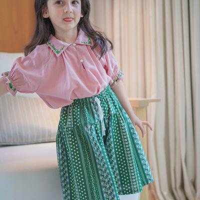 China Hot-selling boutique girls' summer anti-shrink children's simple pink children's shirts short-sleeved shirts for sale