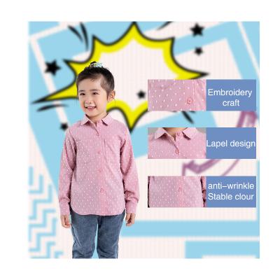 China Pink Embroidered Polka Dot Girl T-shirts Long Sleeve Breathable T-shirt Toddler Girls Girls Printed T-shirts for sale