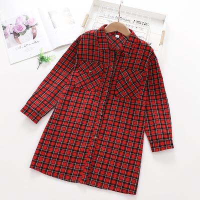 China Teen Girls Breathable Plaid Print Button Up Blouse Girls Shirt for sale