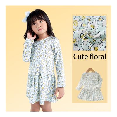 China Washable Toddler 2-7years Girls Spring Dress Floral Print Ruffle Edge Casual Dress For Girls Clothing Girl Knitted Dress for sale