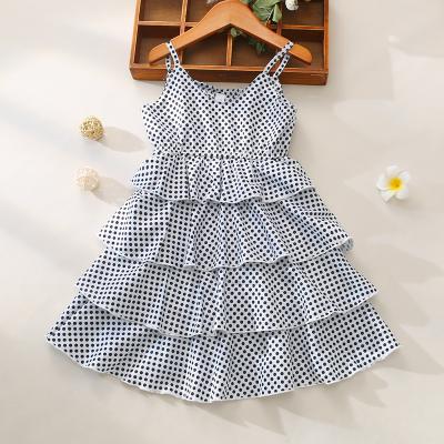 China Anti-wrinkle summer girls dress layered cake polka dots casual dress for girl for sale