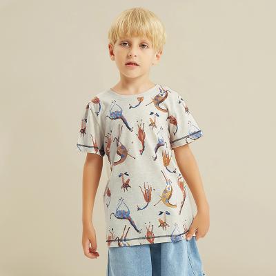 China Boys Girls Cartoon Giraffe Print Anti-shrink Pattern Children's Casual Short Sleeve Cotton T-shirt for sale