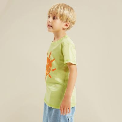 China Cartoon dinosaur boys printing green short sleeve animal anti-shrink T-shirt boys casual outfits tops for sale