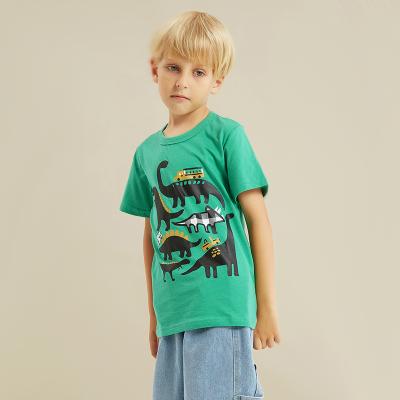 China Children's Casual Cotton T-shirt Dinosaur Boys Cartoon Anti-Shrink Girls Print Animal Pattern Children's Short Sleeve T-Shirt for sale