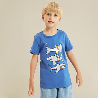 China Girls anti-shrink cartoon boys whale animal pattern printing children's loungewear children's T-shirt short sleeve top for sale