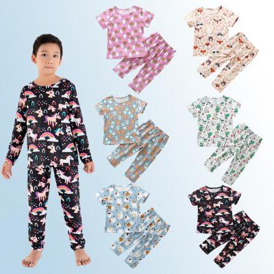 China 2pcs casual kids clothing set factory pattern tee pajamas set girls or kids sleepwear pajamas for sale