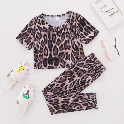 China Factory Supply Girls Summer Casual Clothing Leopard Print Set Baby Clothes for sale