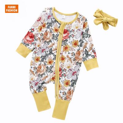 China Cozy Baby Clothes Jumpsuit Multicolor Floral Print Kids Set Clothes Girls Pajamas Romper for sale