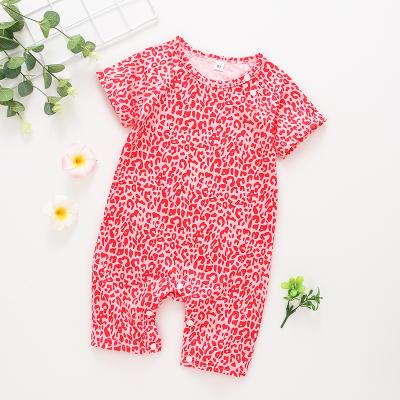 China Baby Causal Romper Clothes Cartoon Short Red Floral Pattern Summer Sleeve Breathable Girls Pajamas for sale