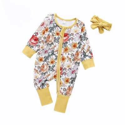 China Cozy Baby Clothes Boys Pajamas Baby Clothes Autumn And Winter Jumpsuit Multicolor Floral Print Girls Pajamas for sale