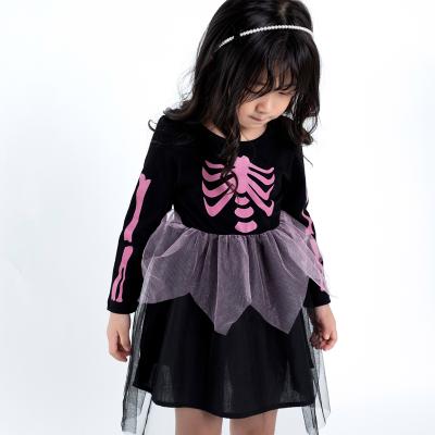 China Breathable Girls Dress Funny Halloween Girls Pattern Gauze Dress Casual Outfit For Girl for sale