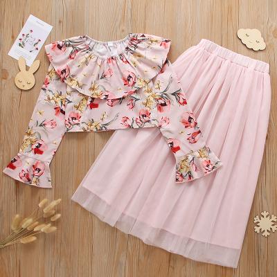 China Vintage Fashion Design Classic Toddler Girls' Ruffled Floral Blouse Dress Pink Flower Kids Wear Flower Girl Dress for sale