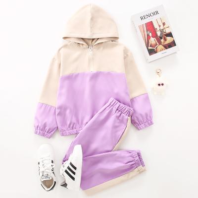 China Patchwork hoodie pink teen girl woven sweatshirt multicolor purple hooded sports suit for sale