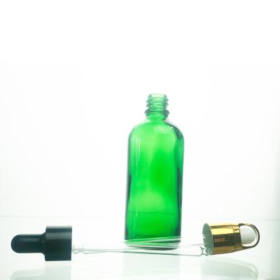 China Cosmetic Custom Clear Glass Bottle Green Reagent Bottle Dropper Bottle With Pipette for sale