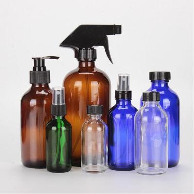 China Cosmetic Detergent Bottle Packaging Boston Glass Bottle With Refillable Atomizer for sale