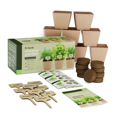 China Chinese Style Unique Gardening Gifts for Women Herb Growing Kit Easily Grow 9 Indoor Organic Herb Plant Seed Starter Kit for sale