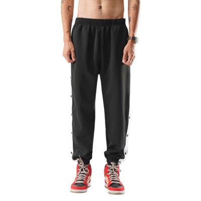 China Wholesale Customized Anti-wrinkle Sports Breasted Pants Mens Side Full Button Loose Casual Pants for sale