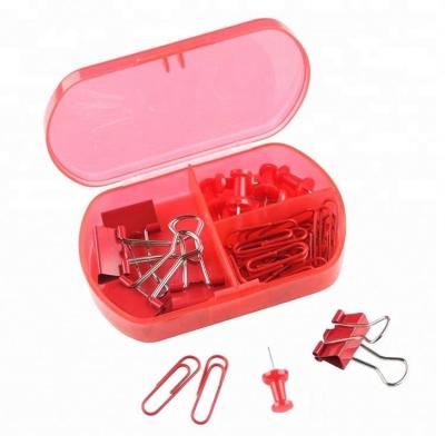 China Space Saving Paper Clip Design Binder Bulldog Clips Set Push Pin Stationery Accessories for sale