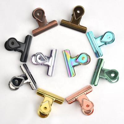 China Many Size Metal Color Stainless Steel Hinge Clips Different Size Bulldog Paper Clip Drop Design For Office Supplies for sale