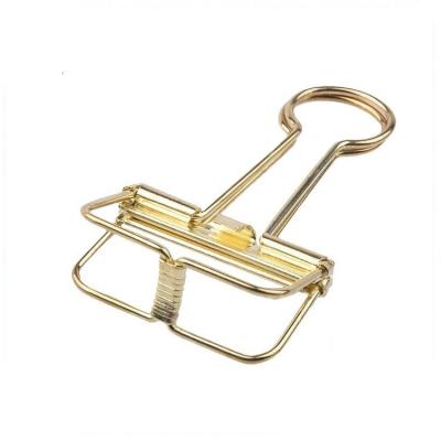 China Creative Hollow Design 32mm Metal Gold Metal Stationery Folder Binding Clip Binding Paper Clip for sale