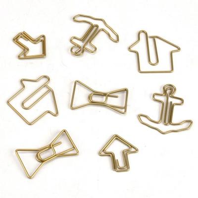 China Fashion Multi-design Eco-friendly Gold PET Coated Shaped Paper Clips For Promotional Gift for sale