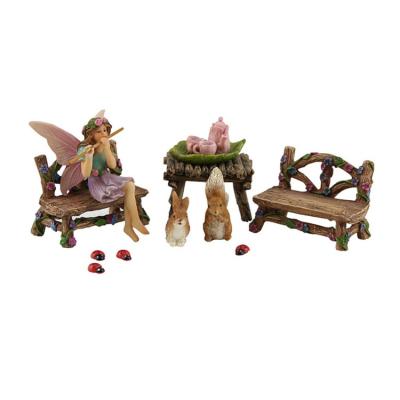 China Fairy accessories Europe polyresin fairy garden miniature fairy figurine and furniture 14 piece starter kit for sale