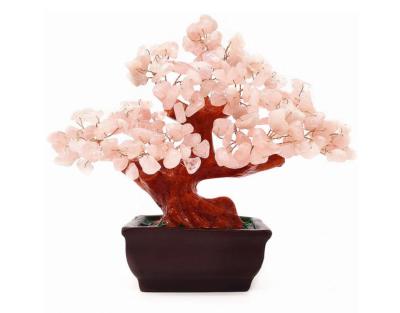 China Europe Feng Shui Quartz Crystal Money Tree Bonsai Style Decoration for Luck and Wealth (Pink) for sale