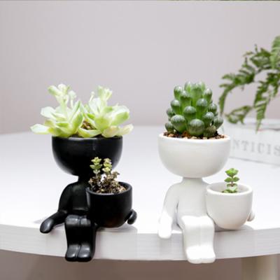 China Mini Flower Pot Ceramic Human Modern Creative Shape Plant Pots Small Succulent Flower Pot for sale