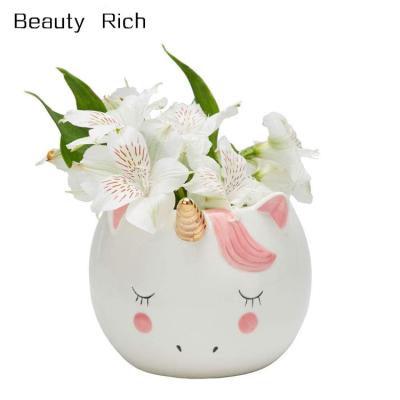 China Modern Ceramic Planters Unicorn Porcelain Flower Planter Soft Flower Pot Garden Pot for sale