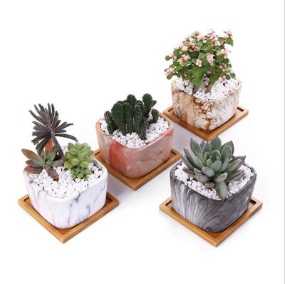 China Modern Ceramic Flower Pot With Tray Flower Planter Planter Succulent Pot With Lost Beast for sale