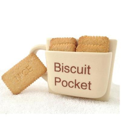 China Disposable Ceramic Cup With Cookie Holder Funny Novelty Cookie Holder Pocket Coffee Mug Cookie Holder 100% Ceramic - for sale