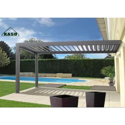 China Easily Assembled Bioclimatic Gazebo Garden Outdoors Retract Roof Retractable Waterproof Louvre Remote Control Pergola for sale