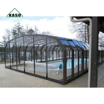 China Residentail Telescopic Winter Safety Electric Collapsible Glass Deck Top Sliding Wooden Automatic Cover for sale