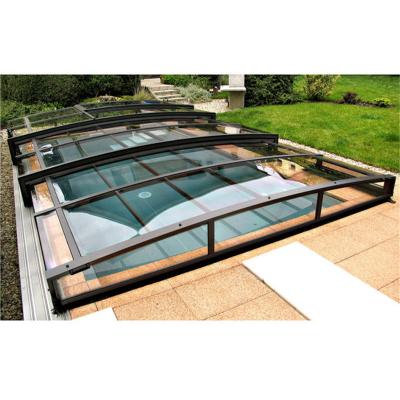 China Diy Curved Automatic Retractable Swimming Pool Polycarbonate Winter Swimming Pool Cover Dome Hot Tub Cover Shelter Roof Fence for sale