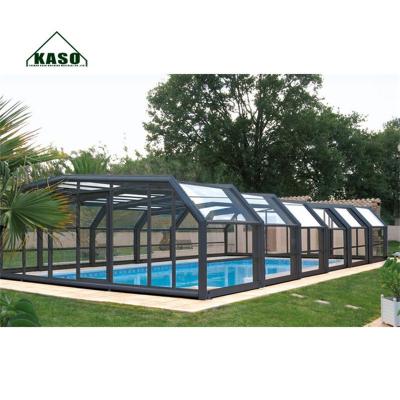 China Enclosurese Glass Cover Curved Auto Step Clip Motorized Space Frame Cover Profiles Aluminum Pool Roof Cover Shades for sale