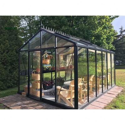 China Easily Assembled Mini Commercial Green House Polycarbonate Garden Industrial Sunroom Glass Greenhouses Price Cost Kits Small 4 for sale