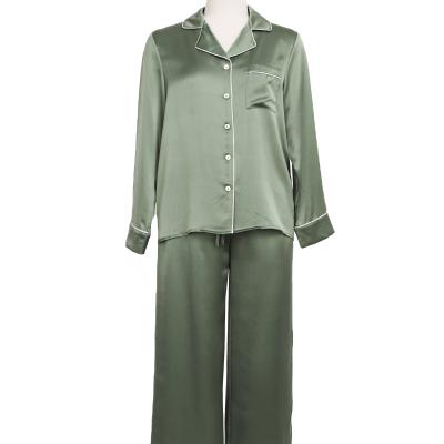 China Breathable women's silk pajamas with long sleeves, in 100%Mulberry silk, support customization for sale