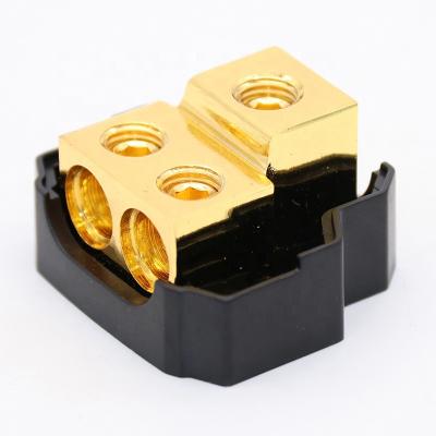 China 2PCS Automotive Gauge 0/2/4 In 0/2/4 Gauge Out Power Distribution Copper Block For Car Audio Splitter (1 Into 2) for sale