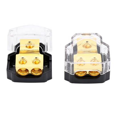 China 2PCS Automotive Gauge 0/2/4 In 0/2/4 Gauge Out Power Distribution Copper Block For Car Audio Splitter (1 Into 2) for sale