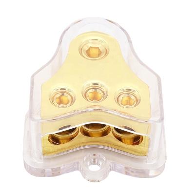 China Automotive 0/2/4 In 0/2/4 Out Meter Power Distribution Copper Block For Car Audio Splitter (1 Into 3) for sale