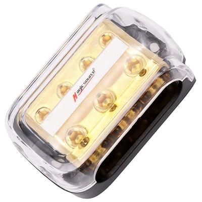 China Auto Gauge 0/2/4 Into 0/2/4 Gauge Out Power Distribution Copper Block For Car Audio Splitter (3 Into 4) for sale