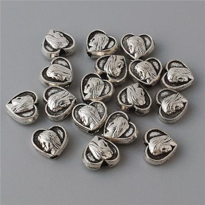 China For Rosary Making Religious Antique Silver Metal Plated Catholic Virgin Mary Heart Shaped Beads Accessories ACB002 To Making Rosary for sale