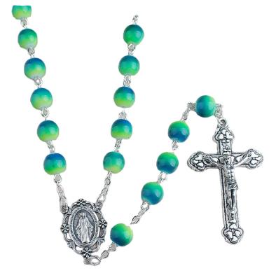 China 2018 New Religious Glass Rosary Beads With Virgin Mary Center Piece Bead Necklace for sale