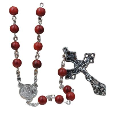 China Religious Jewelry Religious Gifts Catholic Necklaces 6mm Corallite Beads Rome Rosary Necklace for sale