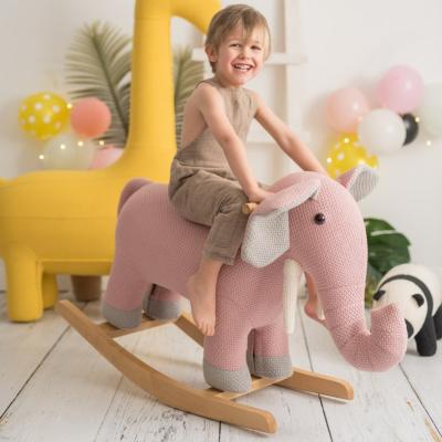 China Ride On Toy Factory Directly Supply New Arrival Baby Animal Ride On Wooden Frame Rocking Elephant Stuffed Toy for sale