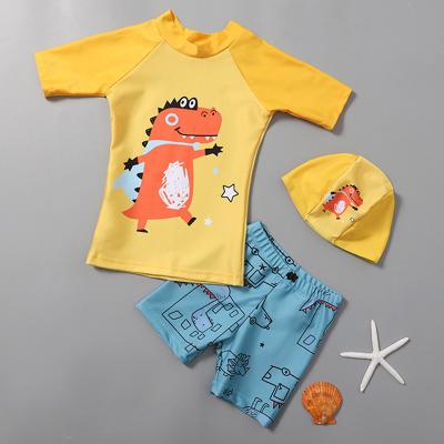 China QUICK DRY Dinosaur Print Baby Swimwear Including Shirt, Short Pants and Hat Many Size and Prints in Stock for sale