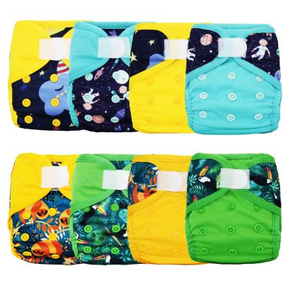 China 4pcs/lot Printed PUL Gussets Cloth Diaper Leaky Newborn Double Diaper Waterproof, Fits 0-3 Months Baby for sale