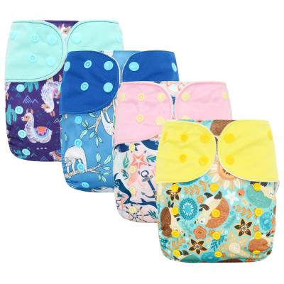 China OEM Onesize Printed Pocket Diaper Waterproof And Breathable No Pocket Cloth Rash Diaper for sale