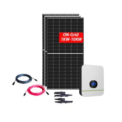 China Hybrid 10kw solar home all in one home energy panel on grid solar power home system complete package with inverters for sale