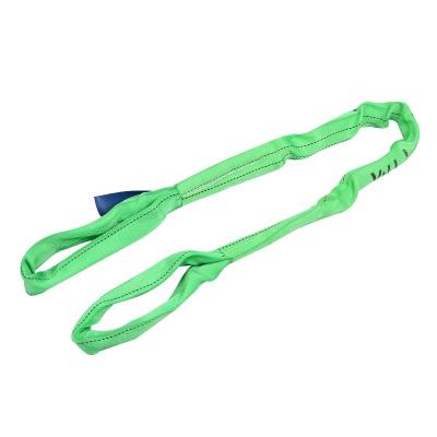 China Round Soft Wear-Resisting Polyester Webbing Sling 2ton Green Durable Wear-Resisting Lifting Slings for sale